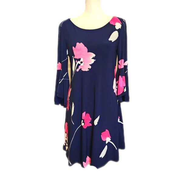 Lauren Ralph Lauren navy flutter sleeve dress w/ pink and white flowers 🌺 - 4 - Picture 1 of 7